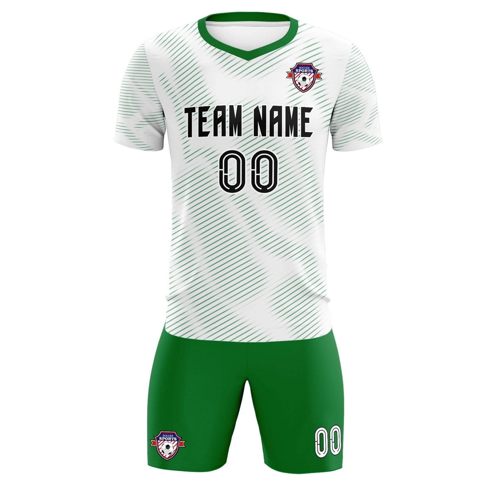 Custom White Kelly Green Training Uniform For Men Soccer Sets Jersey