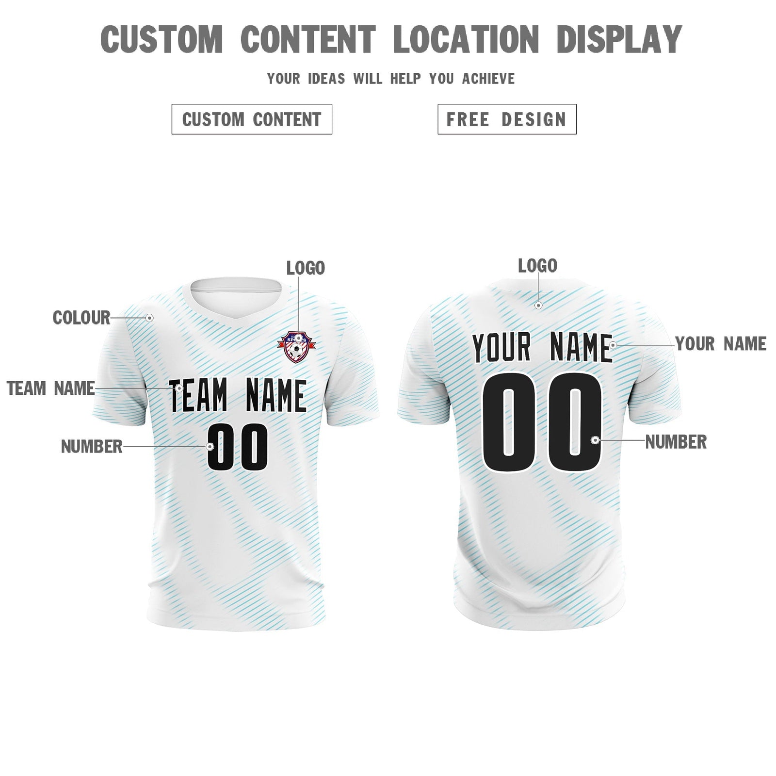 Custom White Sky Blue Training Uniform For Men Soccer Sets Jersey