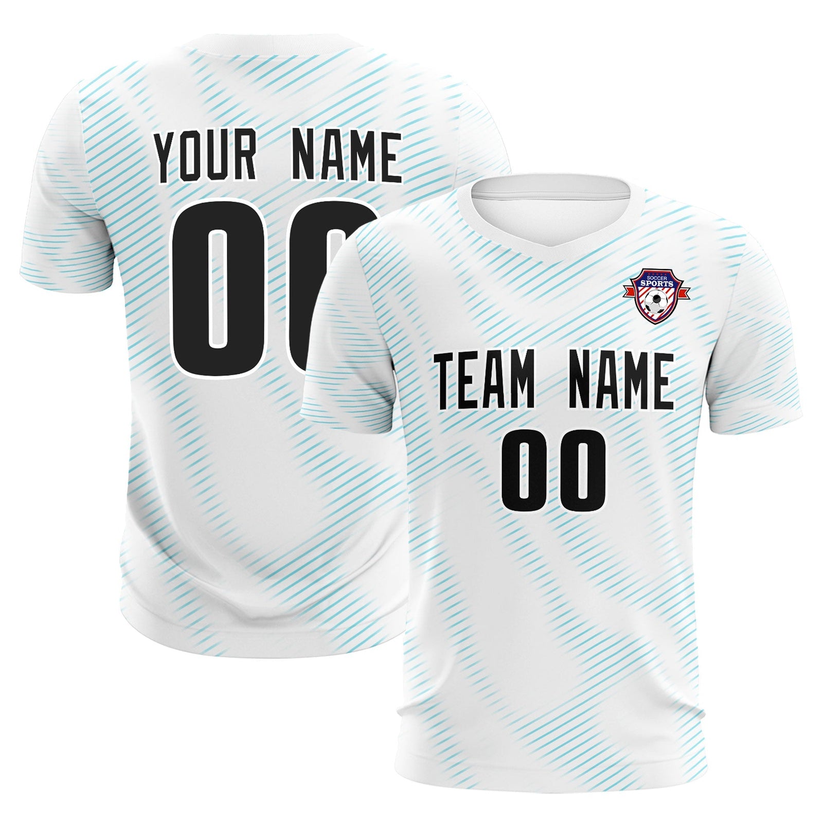 Custom White Sky Blue Training Uniform For Men Soccer Sets Jersey