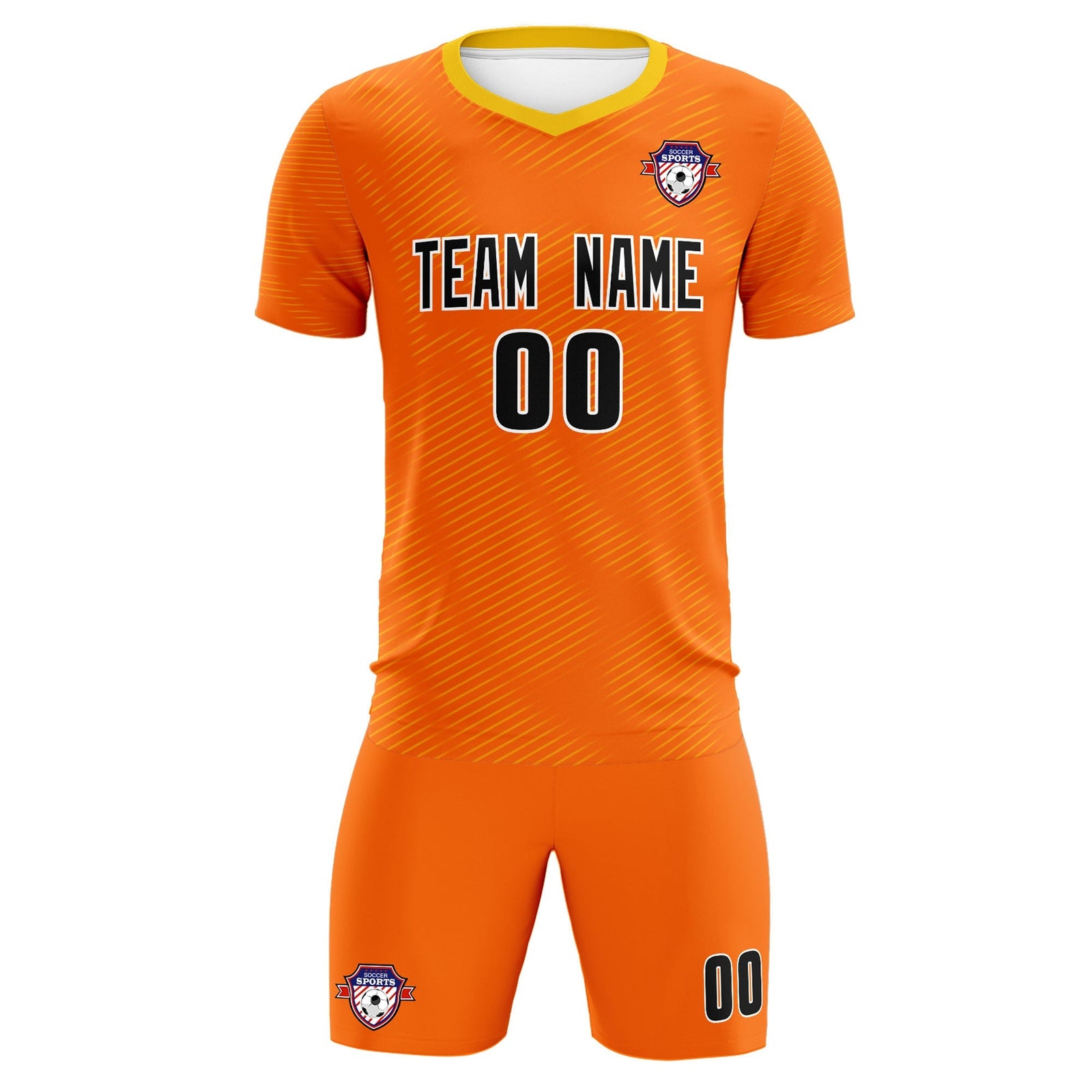 Custom Orange Gold Training Uniform For Men Soccer Sets Jersey