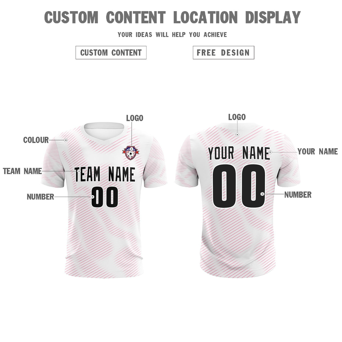 Custom White Pink Training Uniform For Men Soccer Sets Jersey