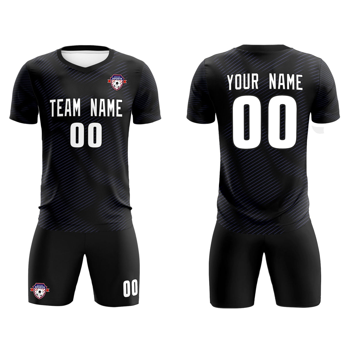 Custom Black Purple Training Uniform For Men Soccer Sets Jersey