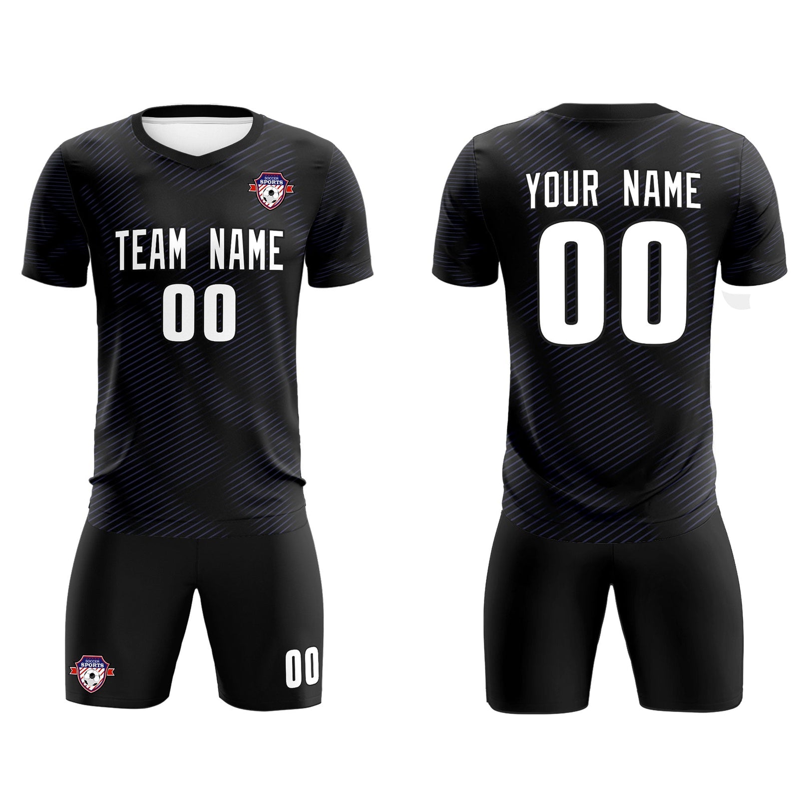 Custom Black Purple Training Uniform For Men Soccer Sets Jersey