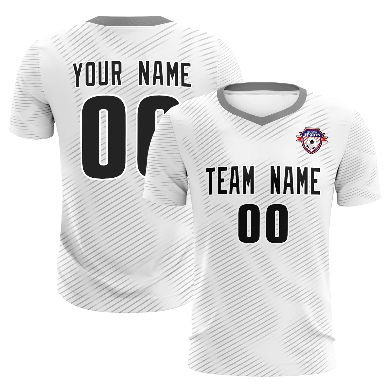 Custom White Gray Training Uniform For Men Soccer Sets Jersey