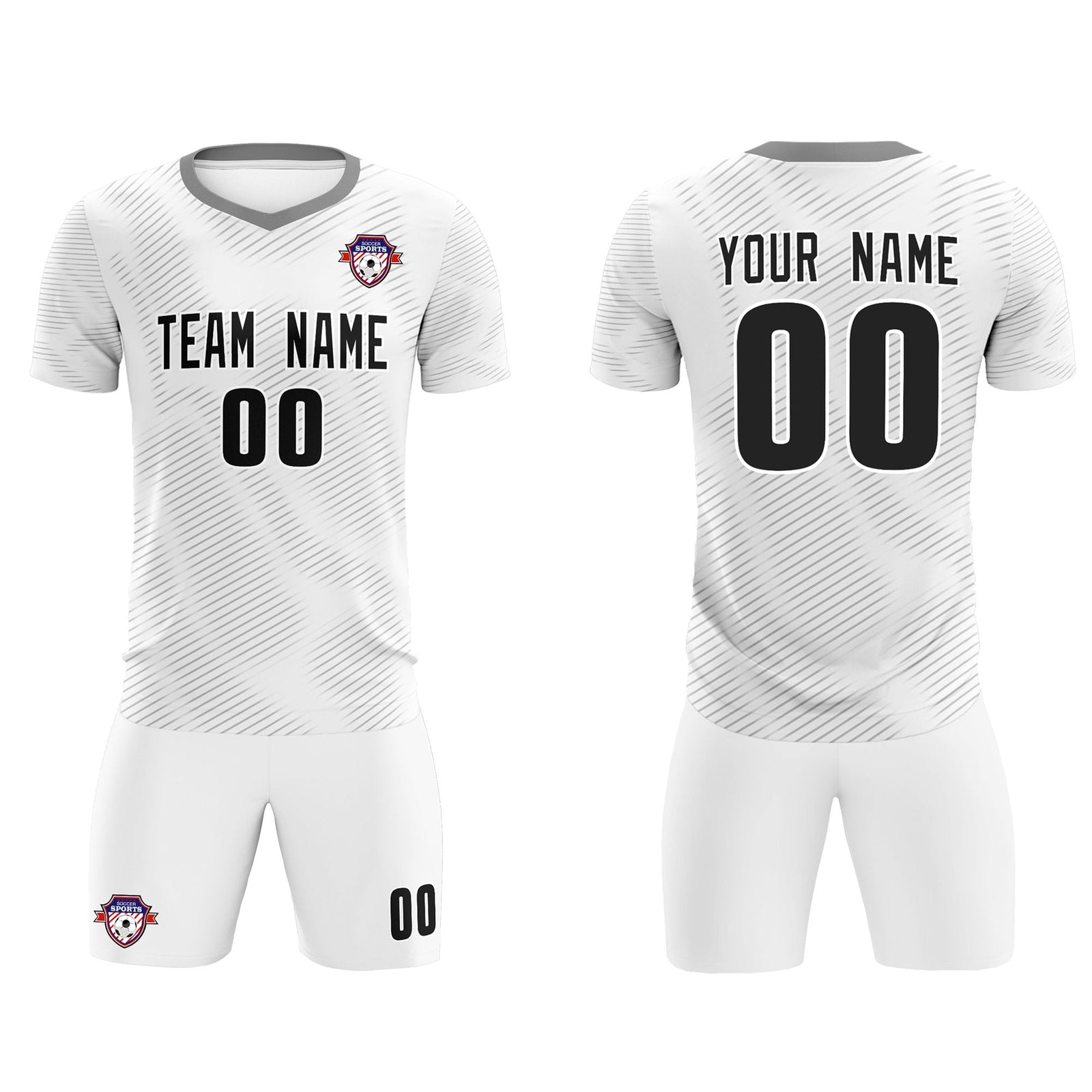 Custom White Gray Training Uniform For Men Soccer Sets Jersey
