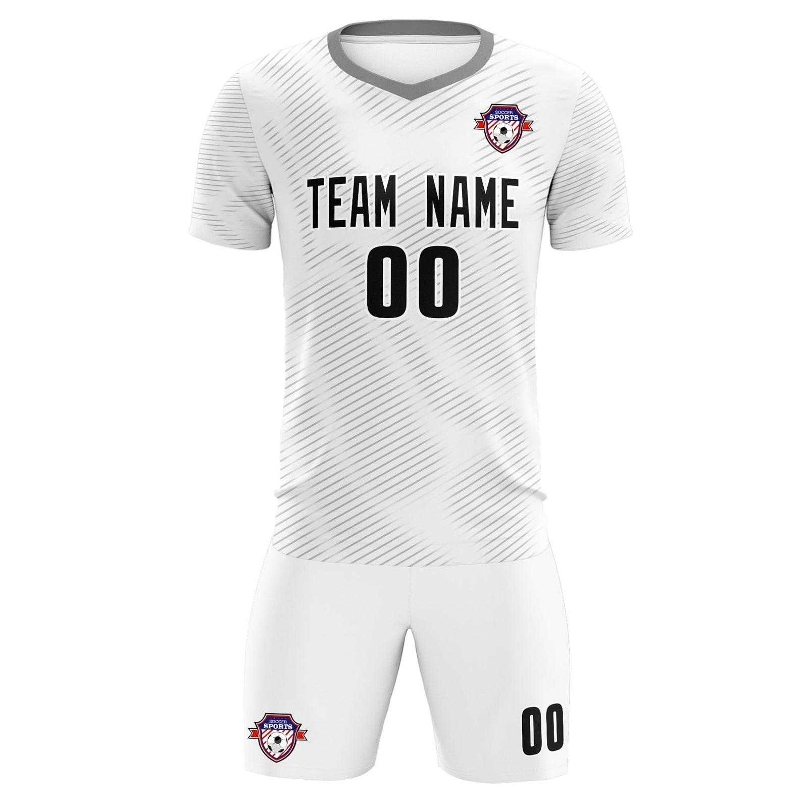 Custom White Gray Training Uniform For Men Soccer Sets Jersey