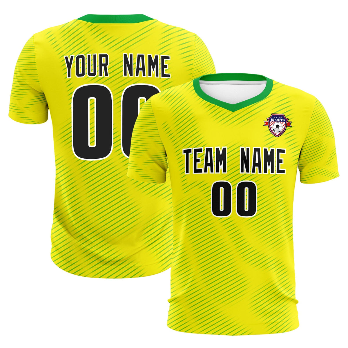 Custom Gold Kelly Green Training Uniform For Men Soccer Sets Jersey