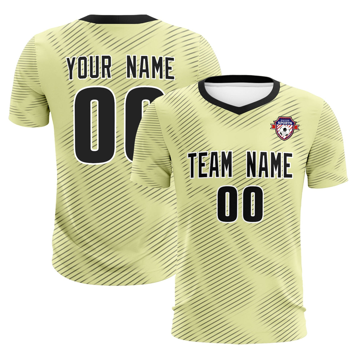 Custom Cream Black Training Uniform For Men Soccer Sets Jersey
