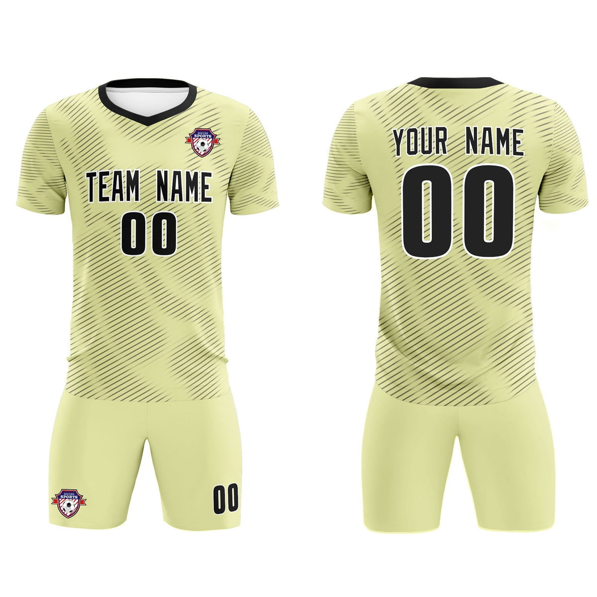 Custom Cream Black Training Uniform For Men Soccer Sets Jersey