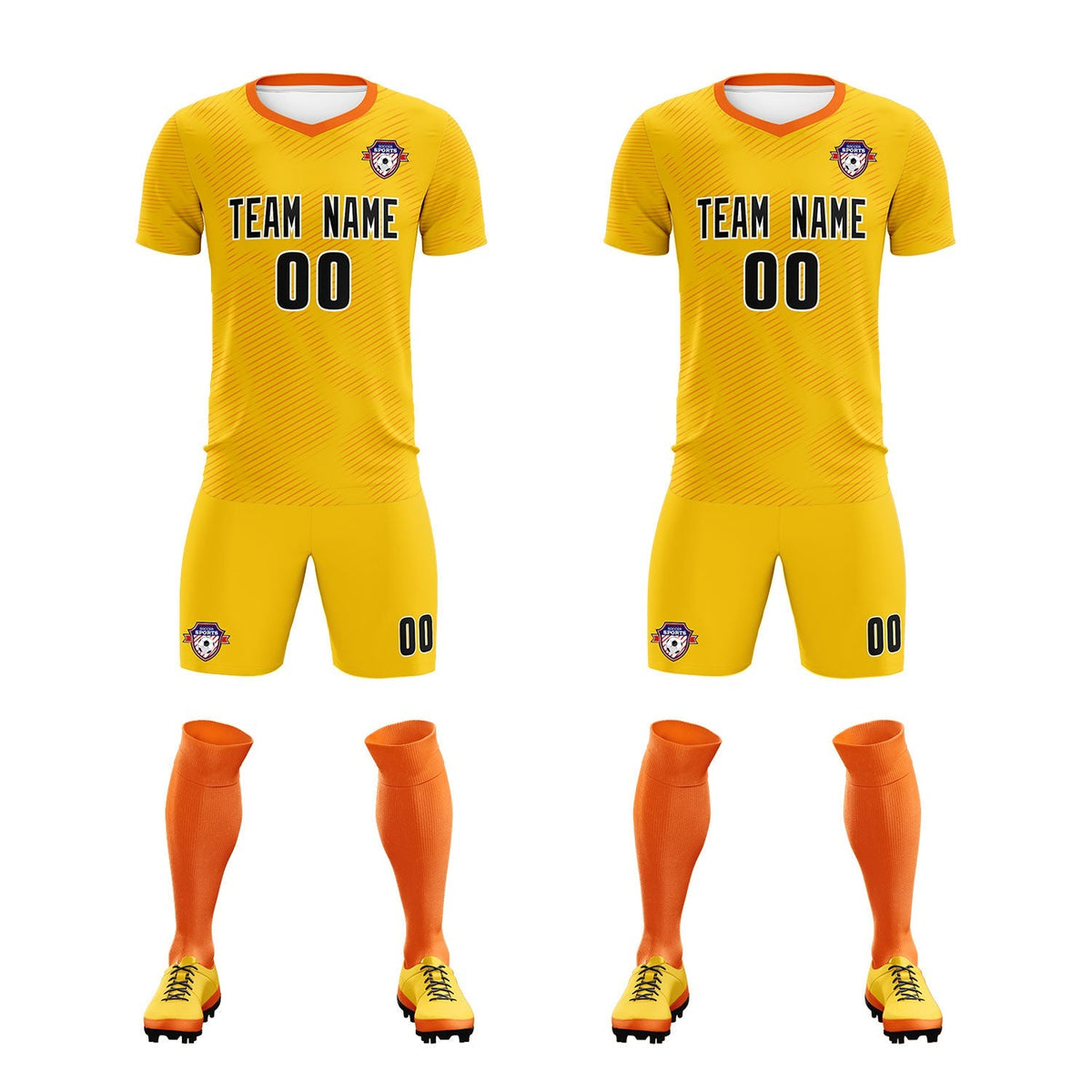 Custom Yellow Orange Training Uniform For Men Soccer Sets Jersey