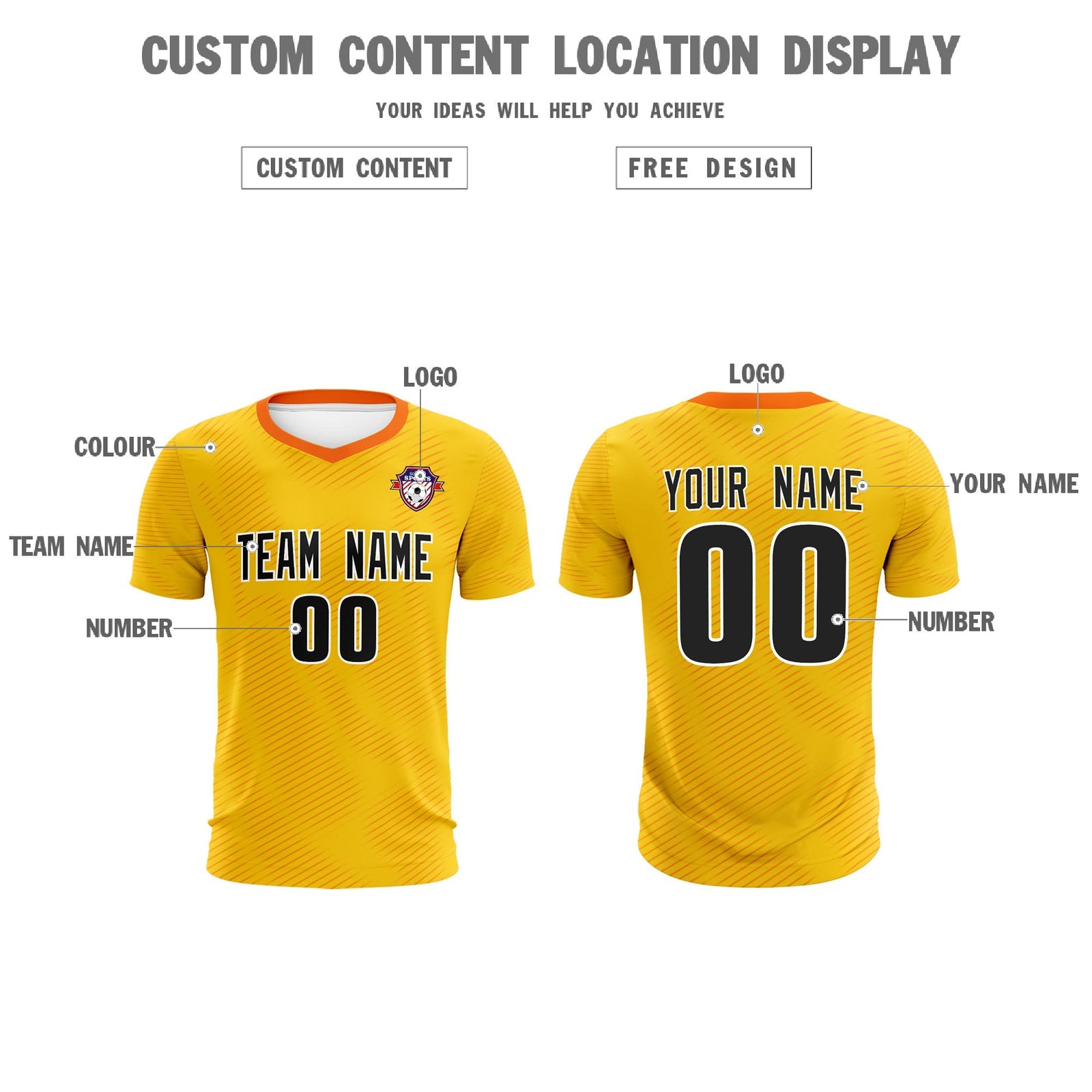 Custom Yellow Orange Training Uniform For Men Soccer Sets Jersey
