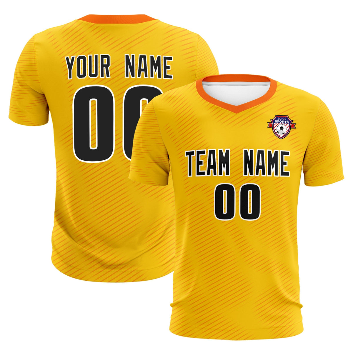 Custom Yellow Orange Training Uniform For Men Soccer Sets Jersey