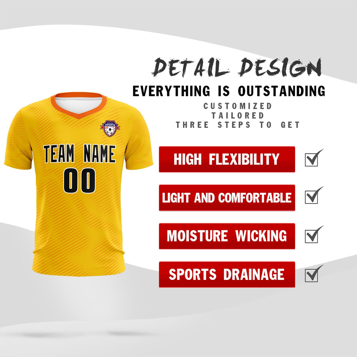Custom Yellow Orange Training Uniform For Men Soccer Sets Jersey
