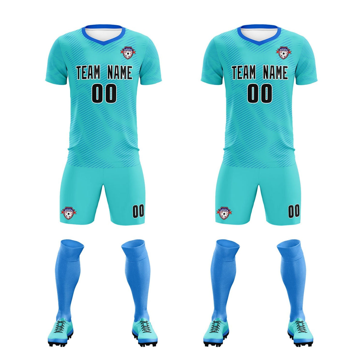 Custom Sky Blue Powder Blue Training Uniform For Men Soccer Sets Jersey