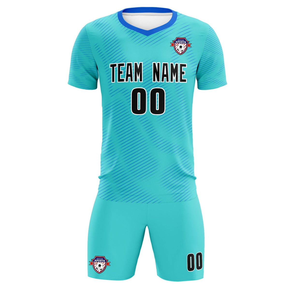 Custom Sky Blue Powder Blue Training Uniform For Men Soccer Sets Jersey