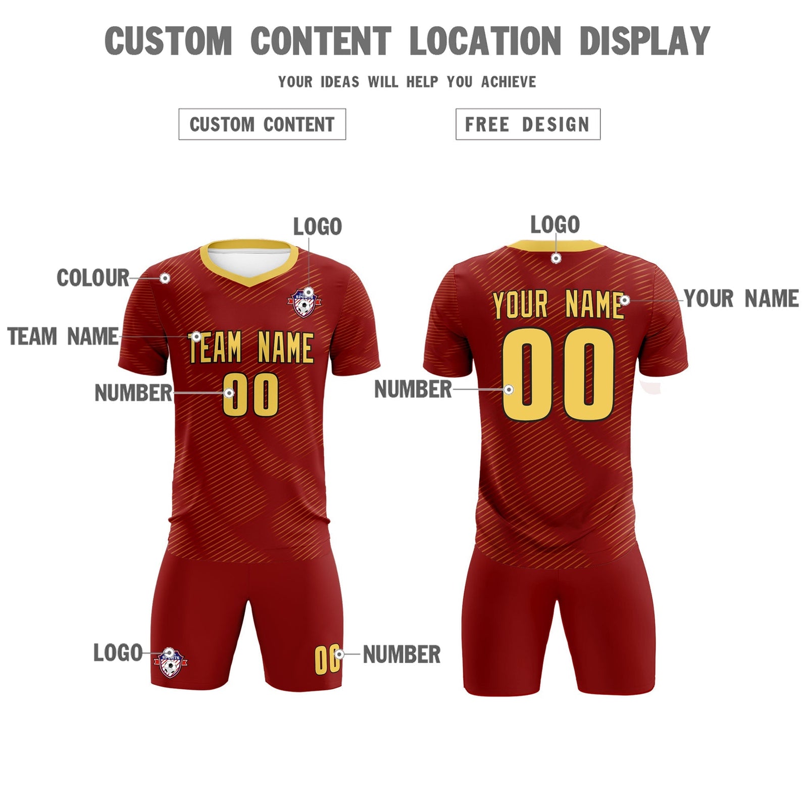 Custom Crimson Khaki Training Uniform For Men Soccer Sets Jersey