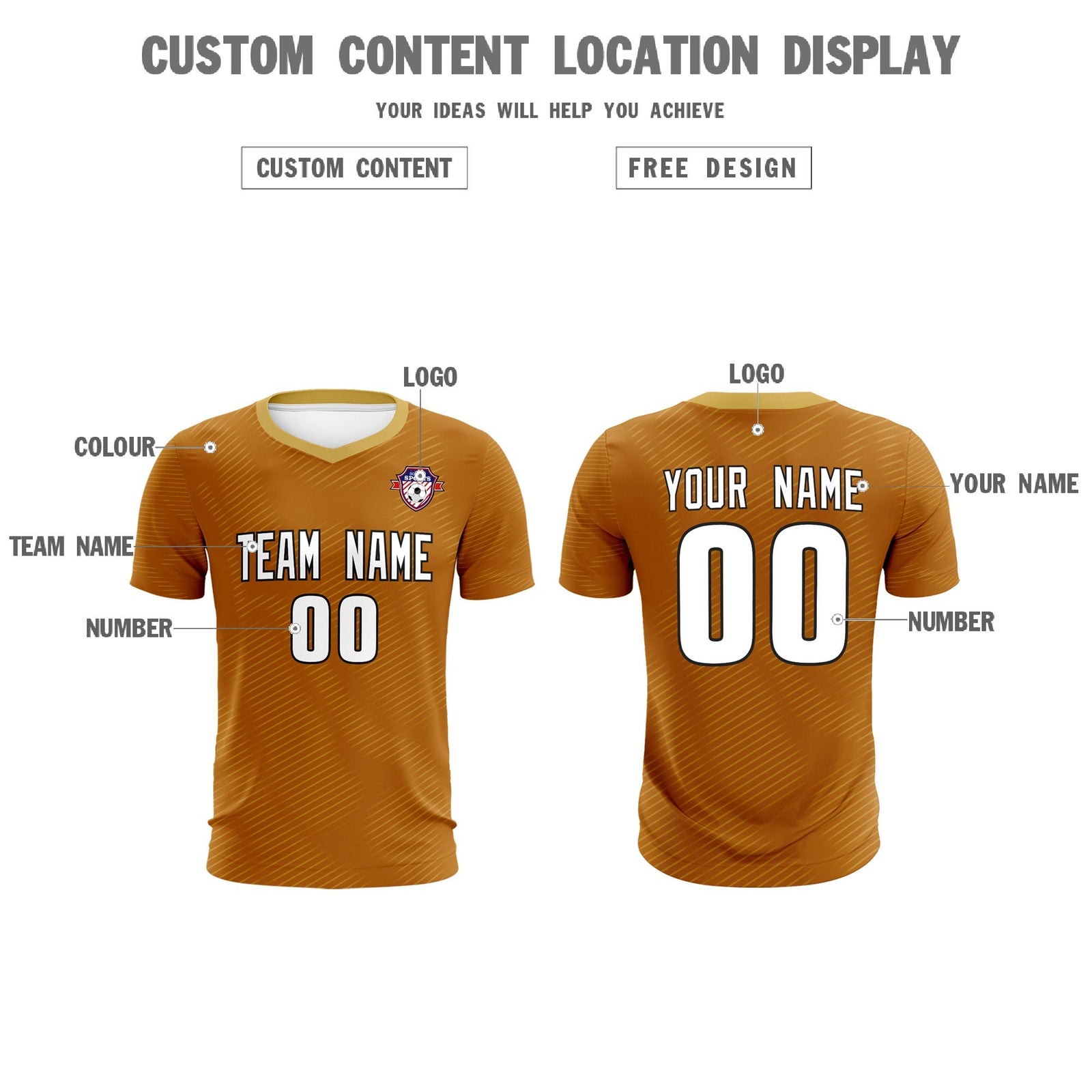 Custom Light Brown Khaki Training Uniform For Men Soccer Sets Jersey