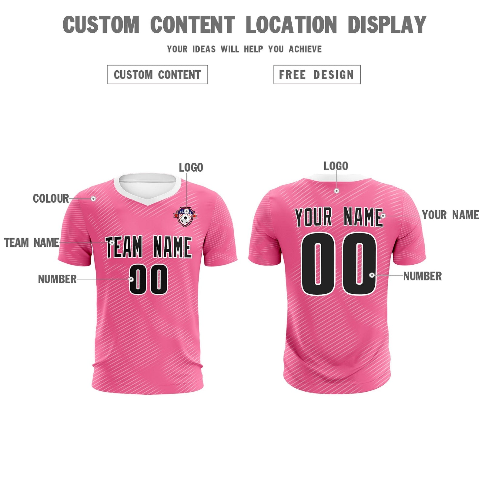 Custom Pink White Training Uniform For Men Soccer Sets Jersey