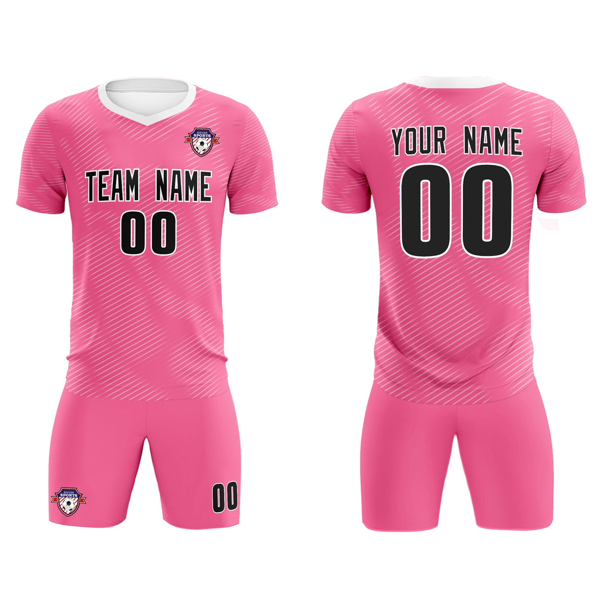 Custom Pink White Training Uniform For Men Soccer Sets Jersey
