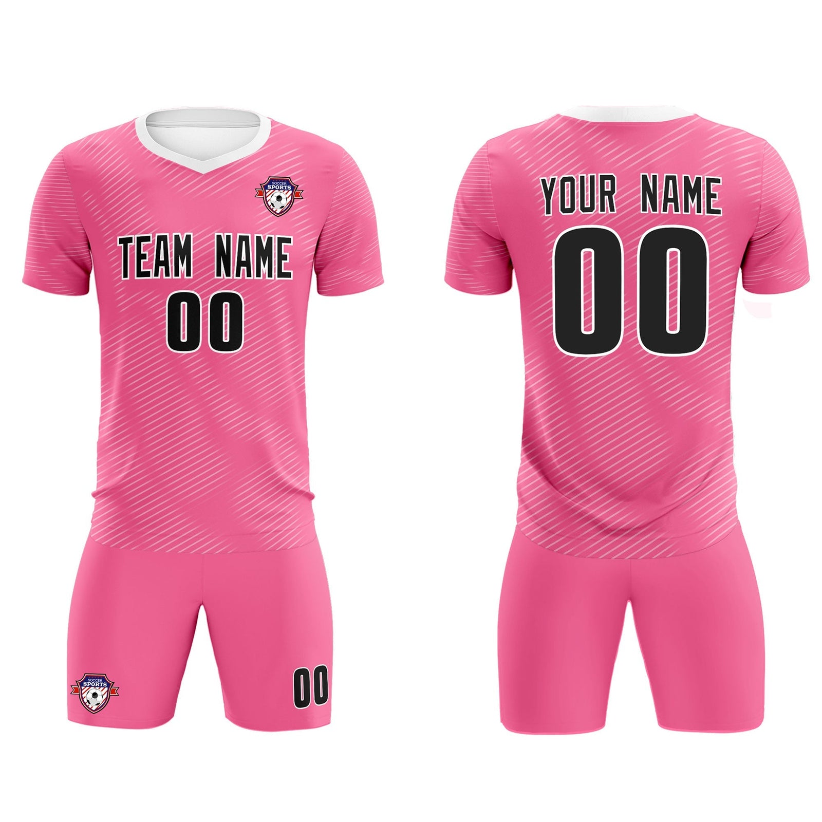 Custom Pink White Training Uniform For Men Soccer Sets Jersey