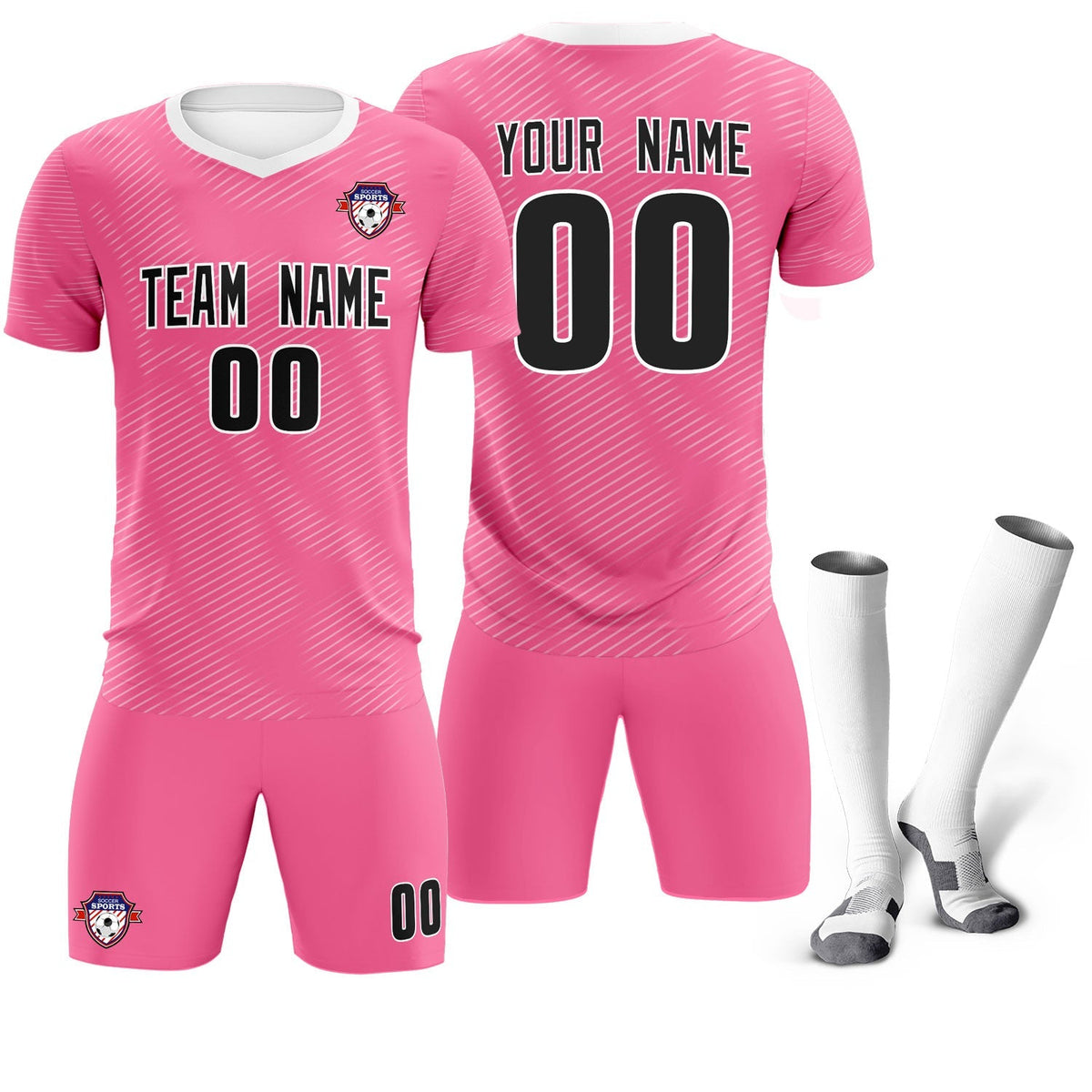 Custom Pink White Training Uniform For Men Soccer Sets Jersey