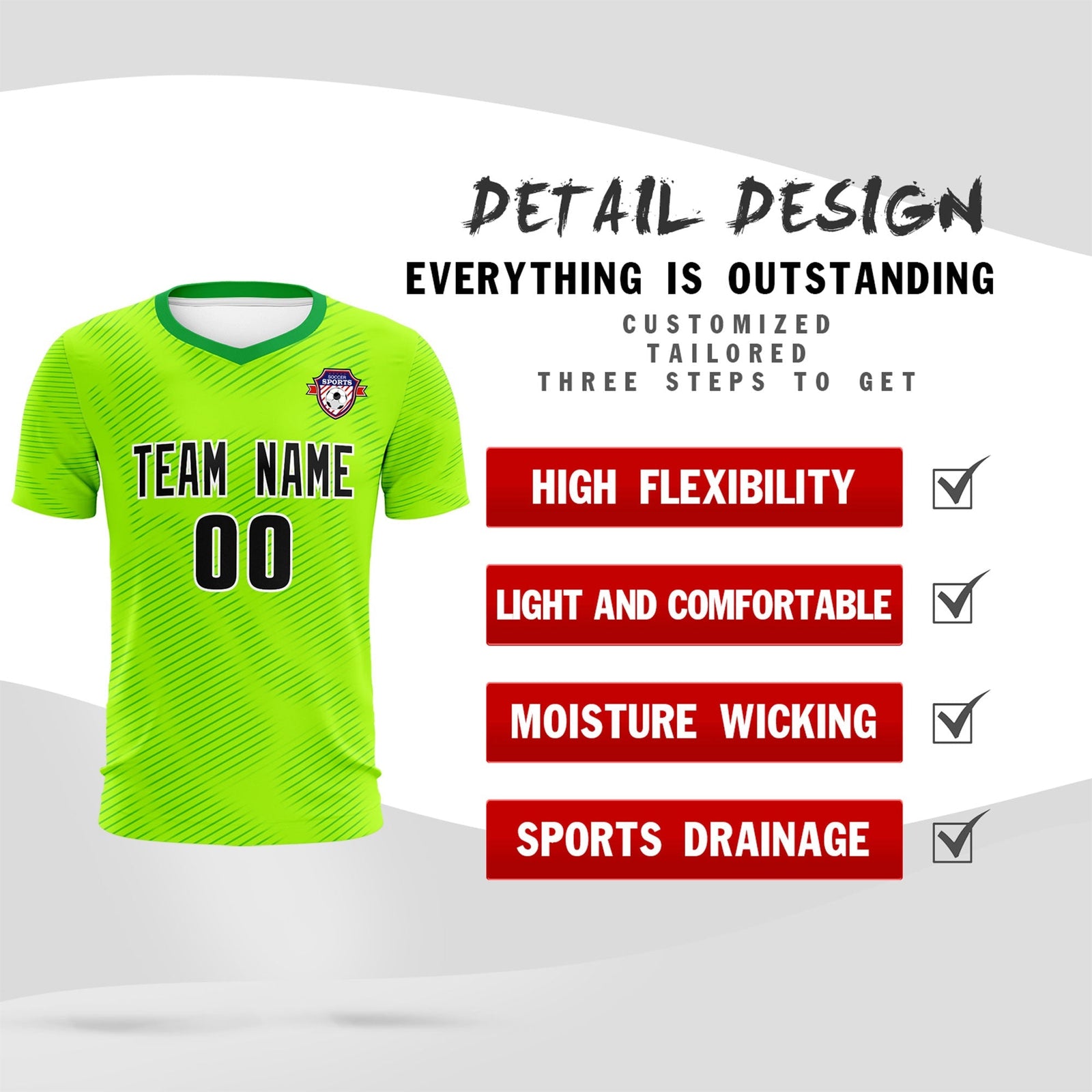 Custom Neon Green Kelly Green Training Uniform For Men Soccer Sets Jersey