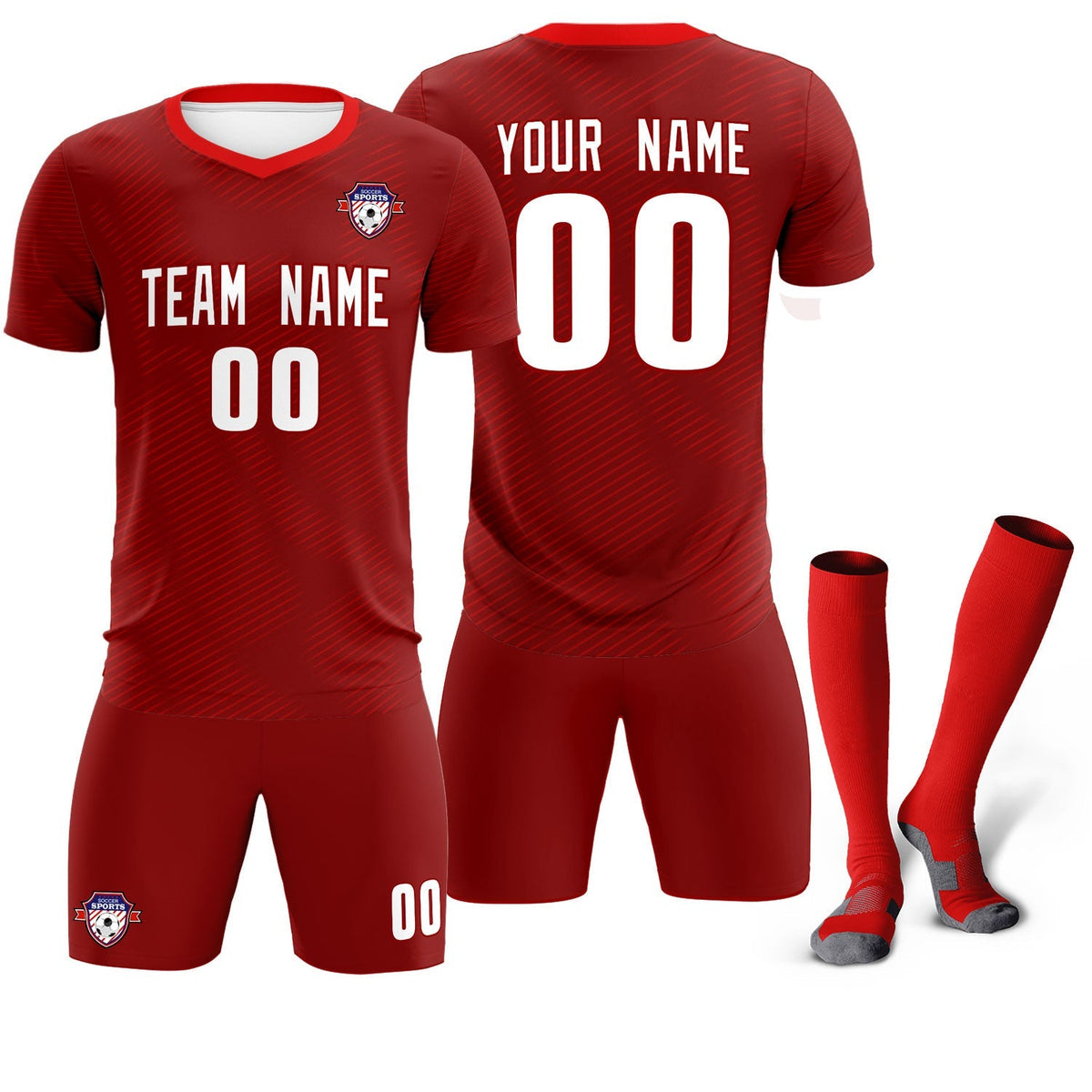 Custom Crimson Red Training Uniform For Men Soccer Sets Jersey