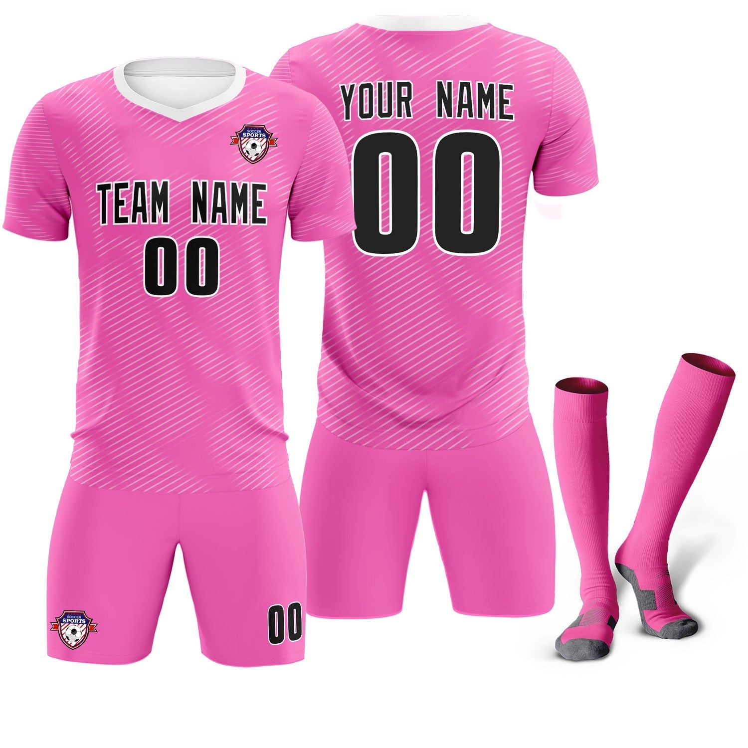 Custom Pink White Training Uniform For Men Soccer Sets Jersey