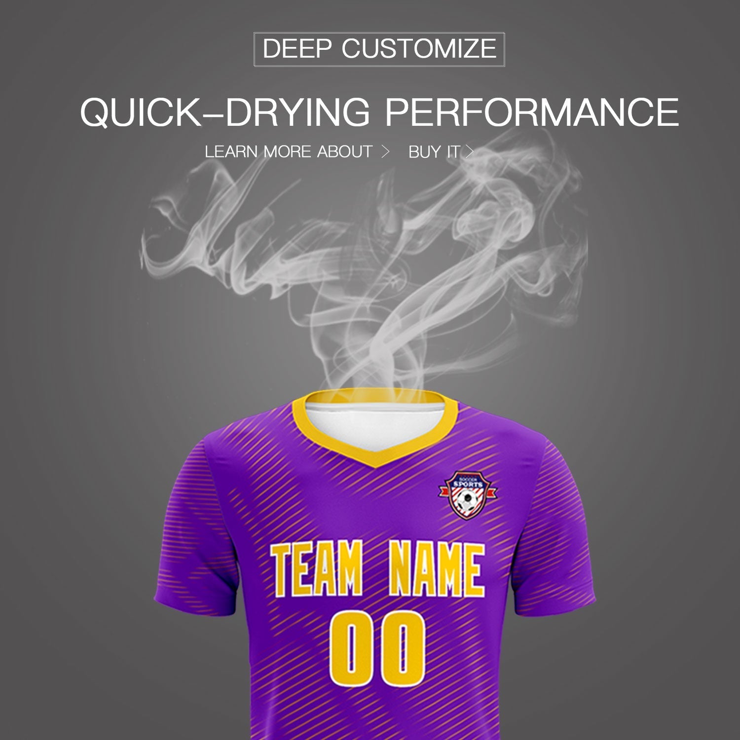 Custom Purple Gold Training Uniform For Men Soccer Sets Jersey