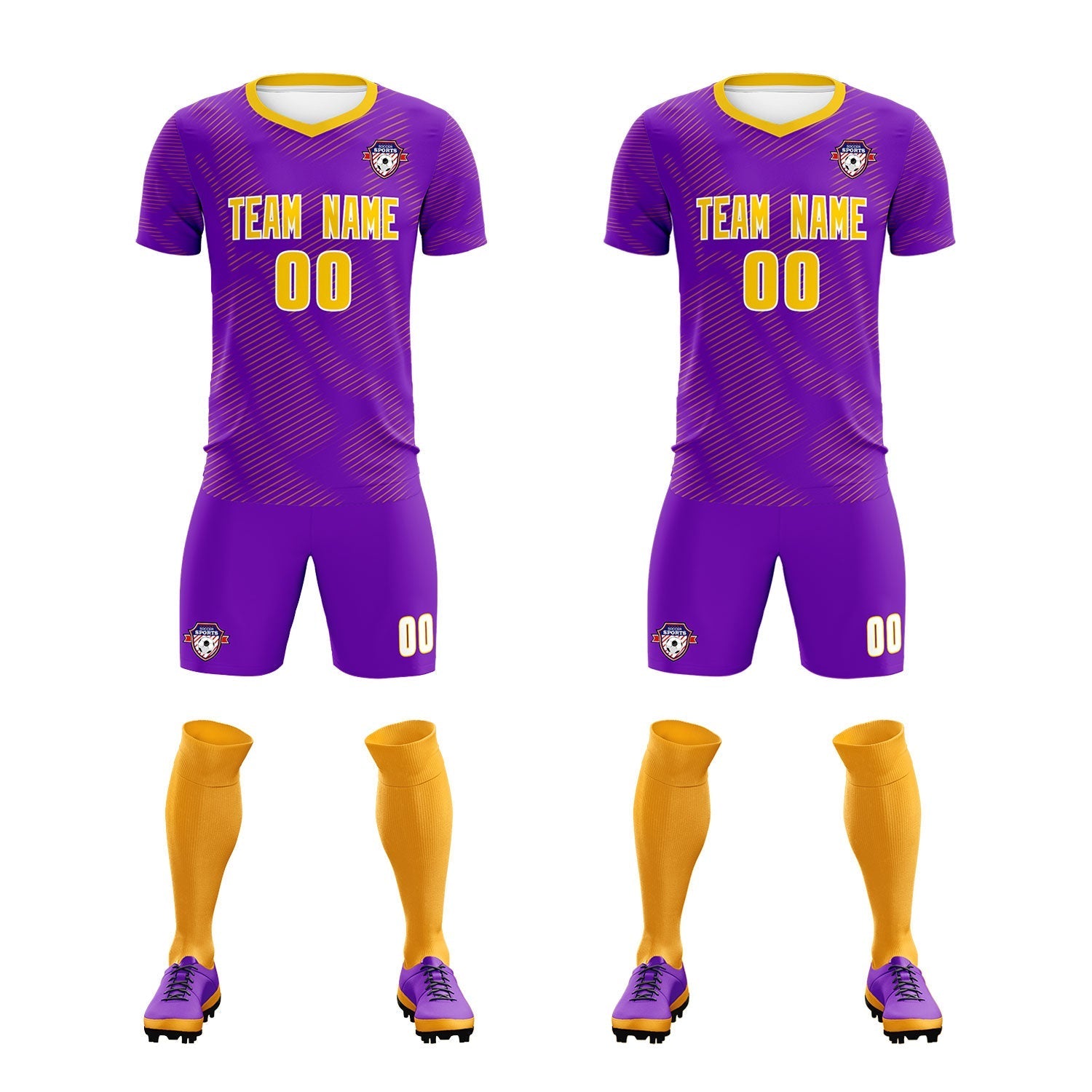 Custom Purple Gold Training Uniform For Men Soccer Sets Jersey