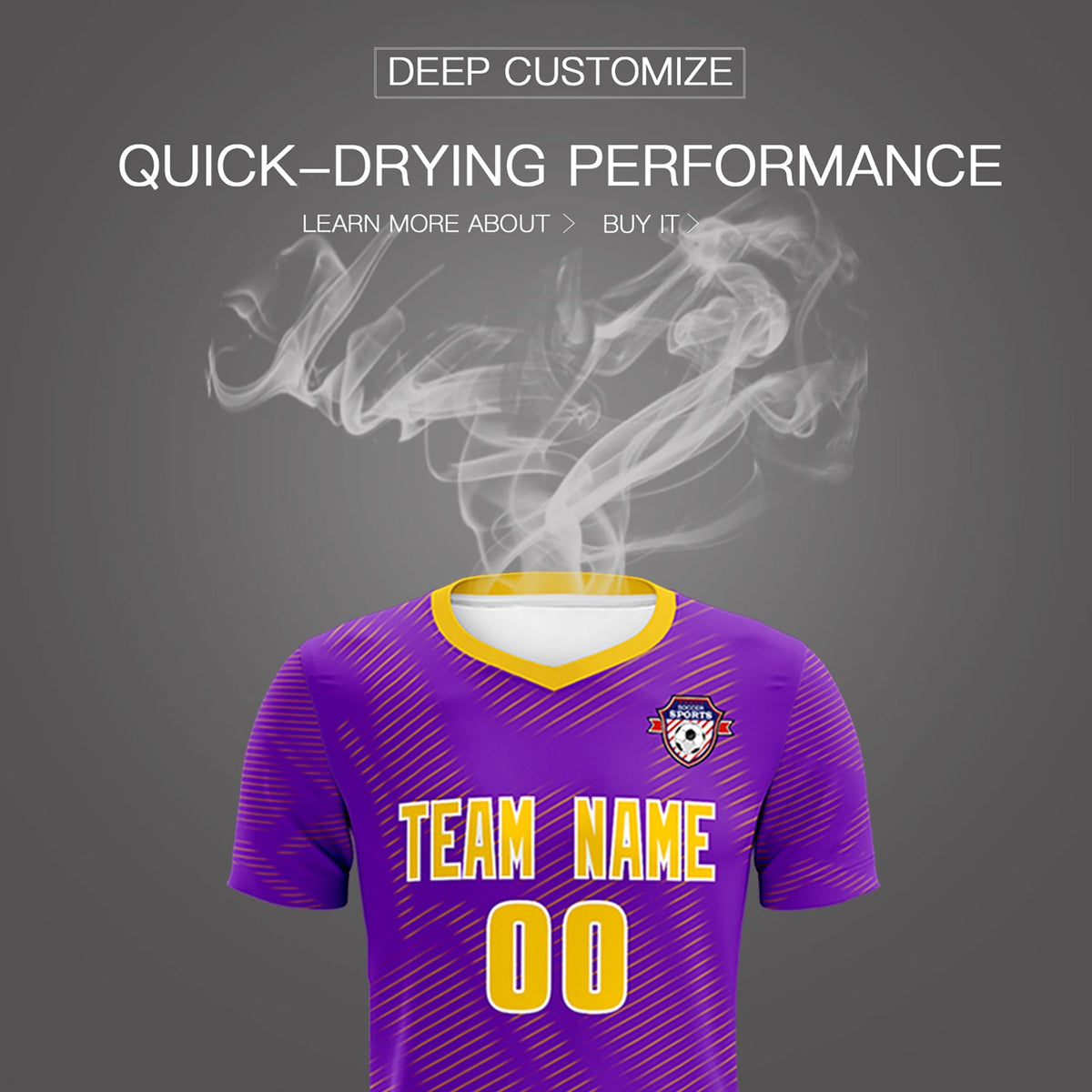 Custom Purple Gold Training Uniform For Men Soccer Sets Jersey