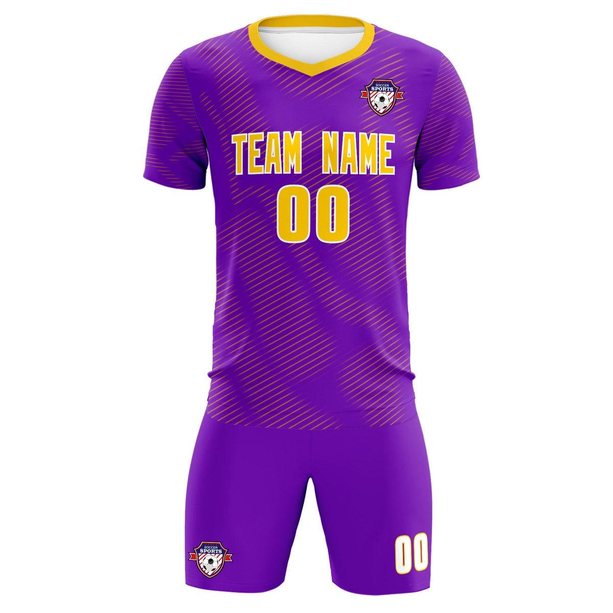 Custom Purple Gold Training Uniform For Men Soccer Sets Jersey