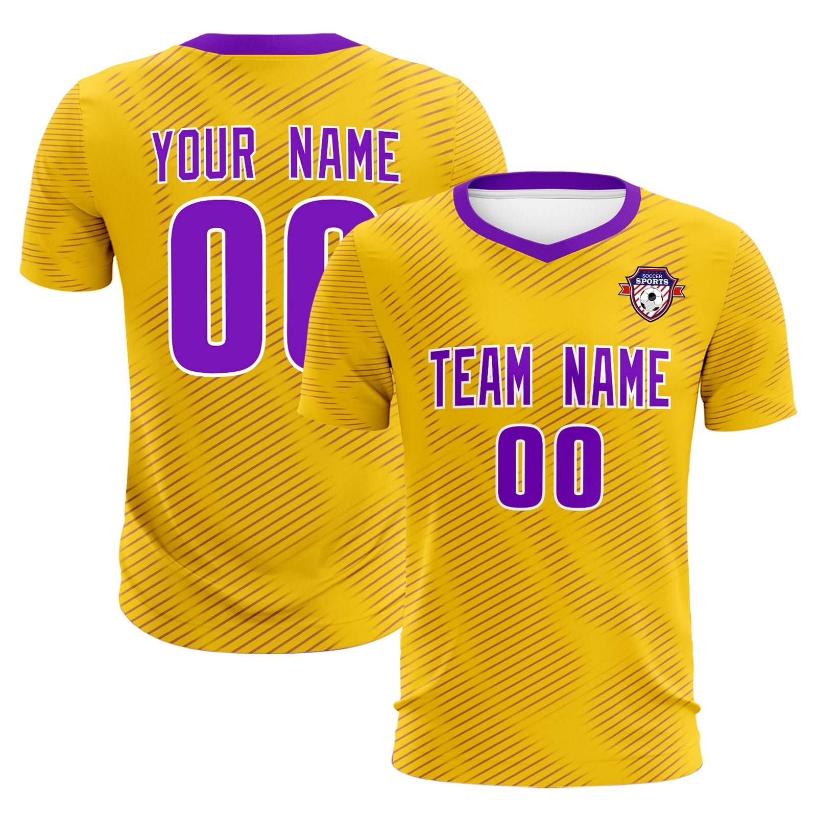 Custom Gold Purple Training Uniform For Men Soccer Sets Jersey