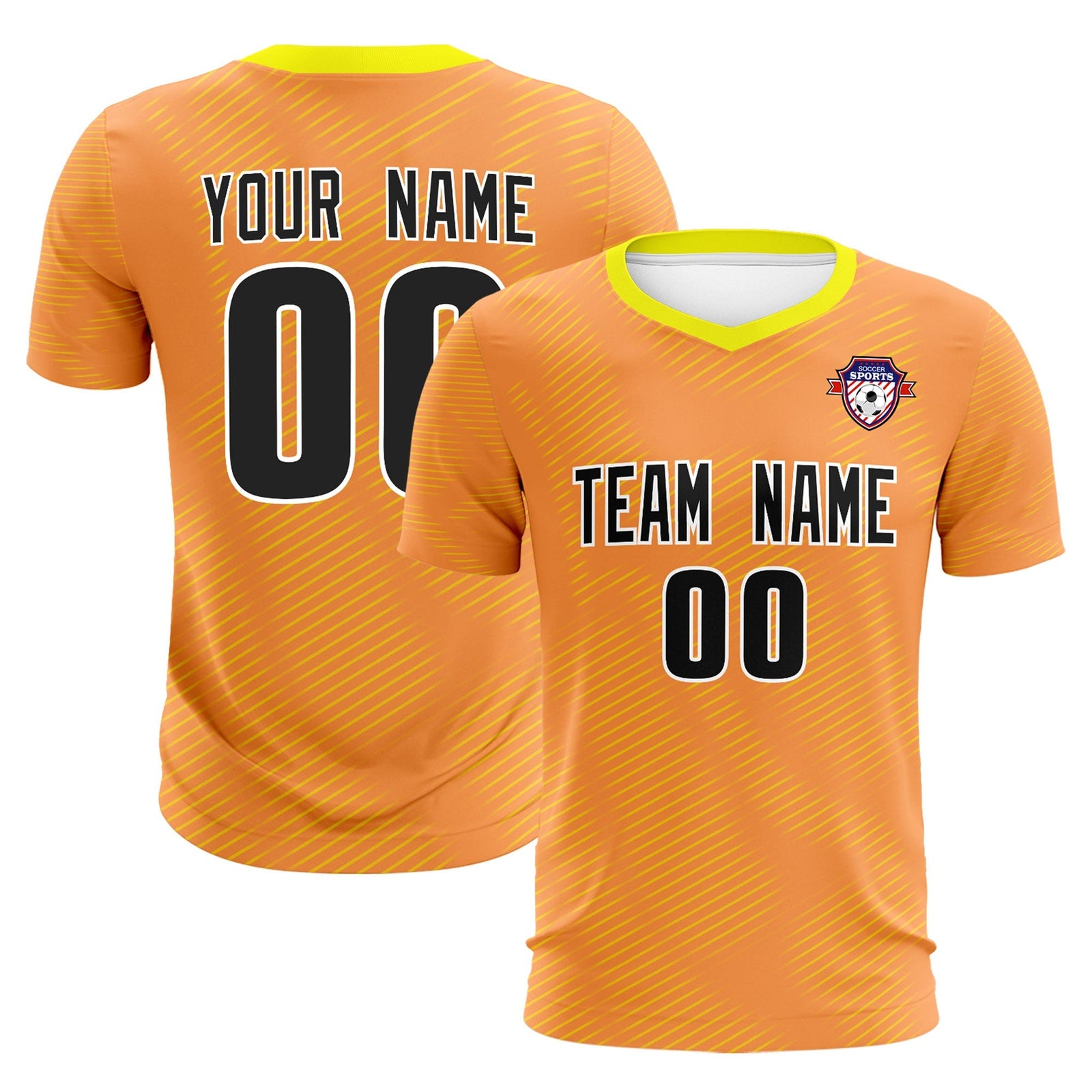 Custom Light Orange Gold Training Uniform For Men Soccer Sets Jersey