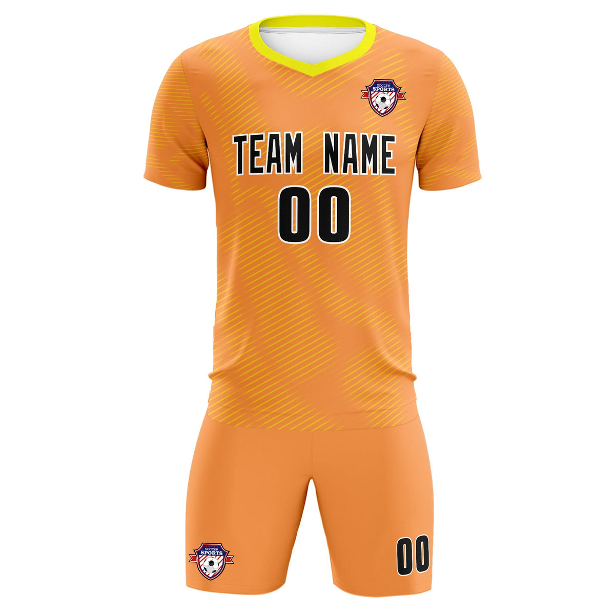 Custom Light Orange Gold Training Uniform For Men Soccer Sets Jersey