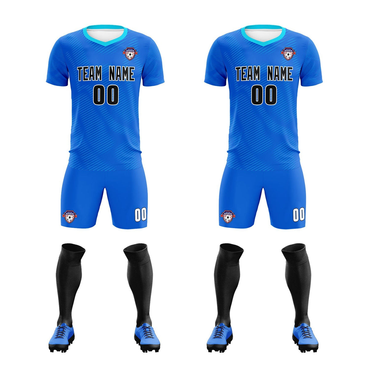 Custom Royal Powder Blue Training Uniform For Men Soccer Sets Jersey