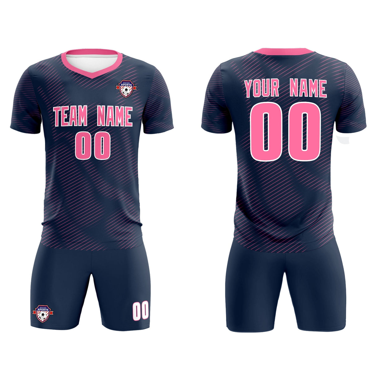 Custom Navy Pink Training Uniform For Men Soccer Sets Jersey