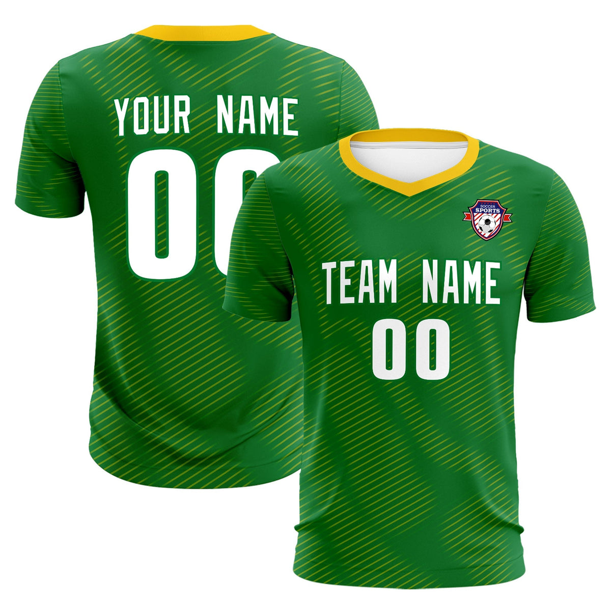 Custom Kelly Green Yellow Training Uniform For Men Soccer Sets Jersey