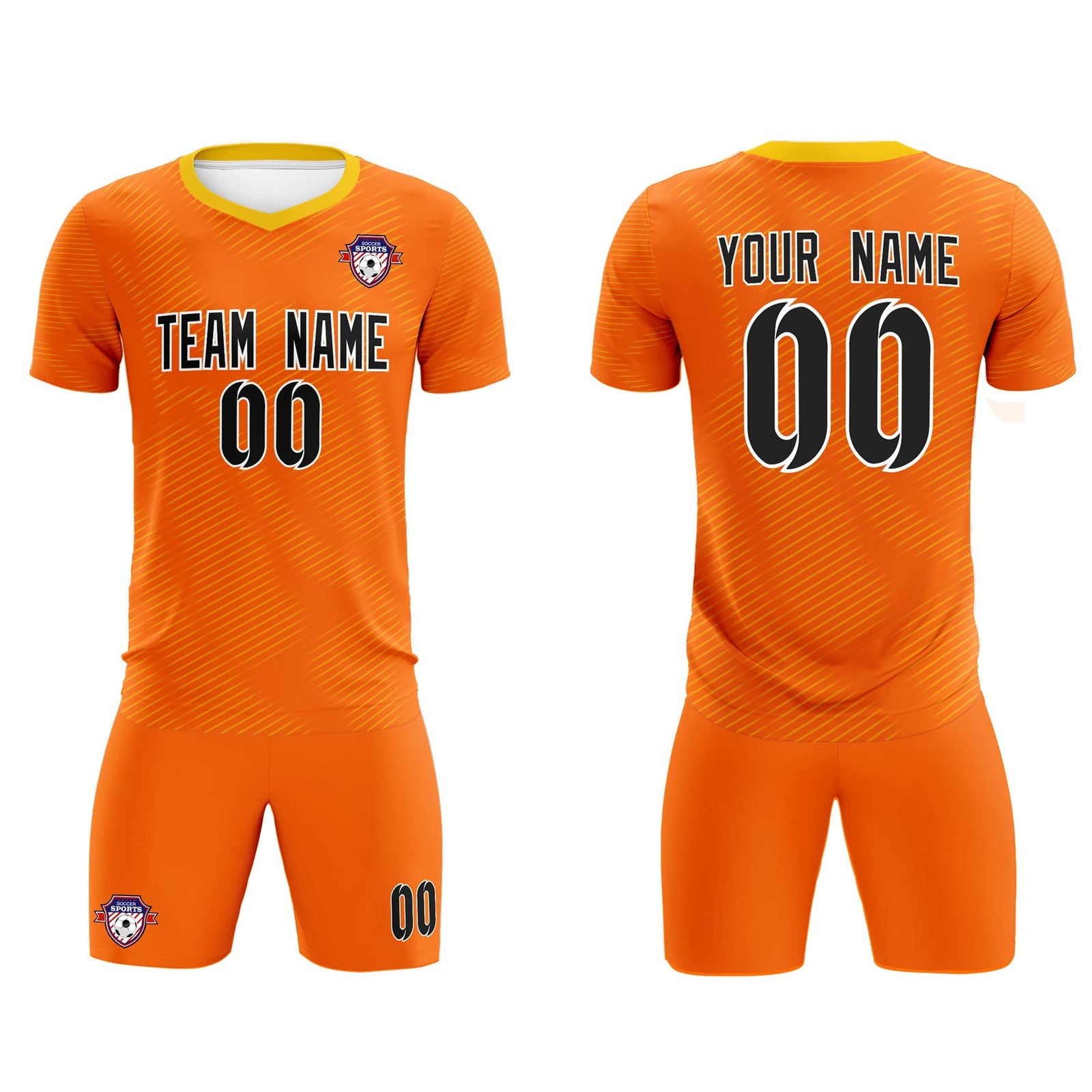 Custom Orange Gold Training Uniform For Men Soccer Sets Jersey