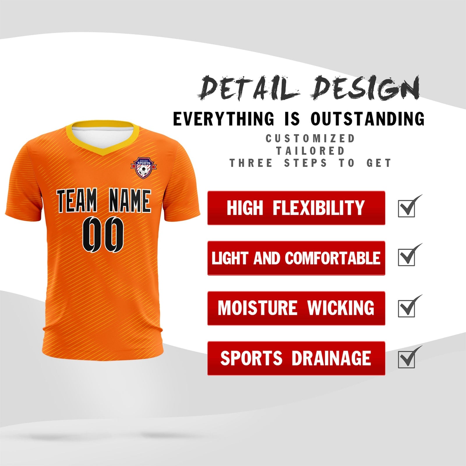 Custom Orange Gold Training Uniform For Men Soccer Sets Jersey