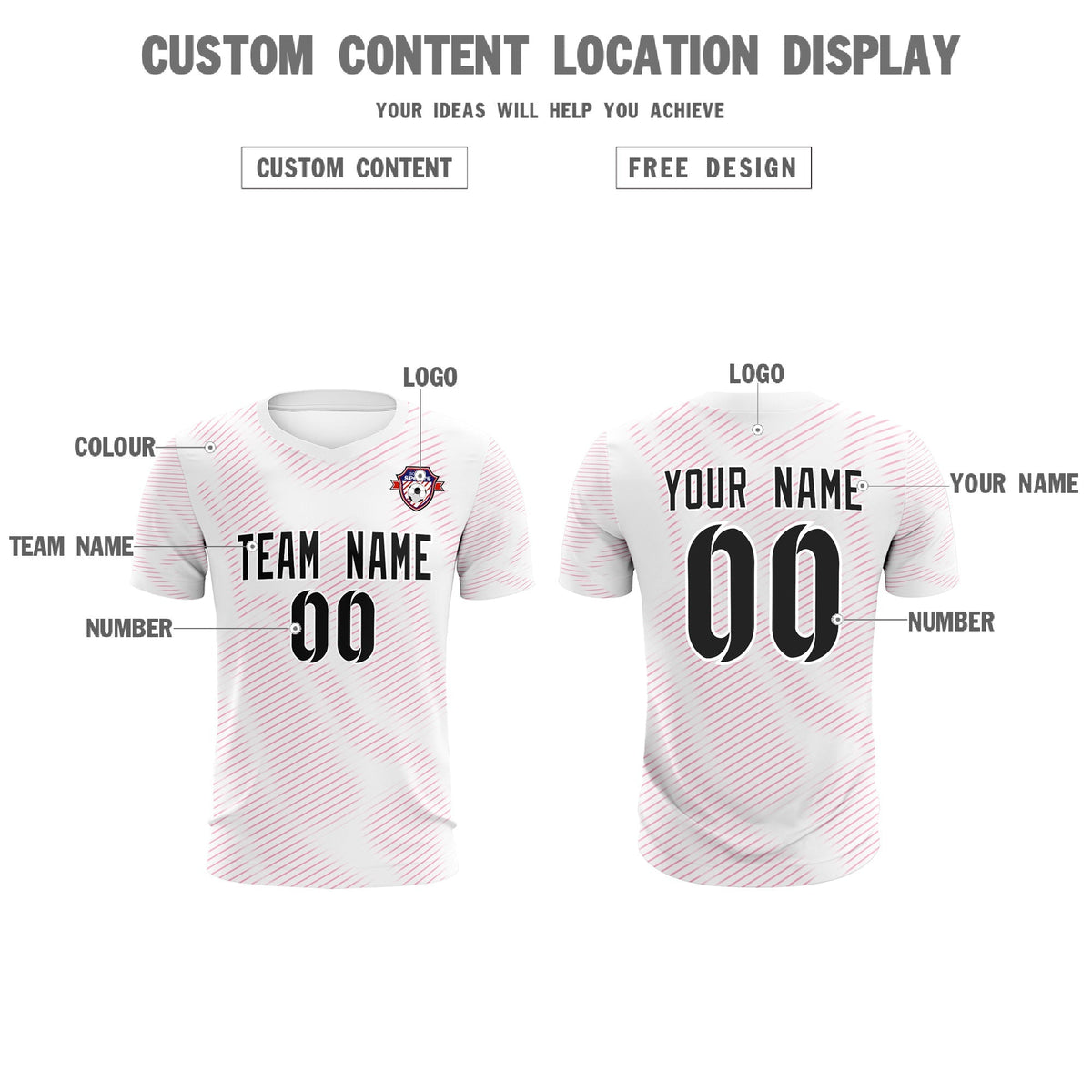 Custom White Pink Training Uniform For Men Soccer Sets Jersey