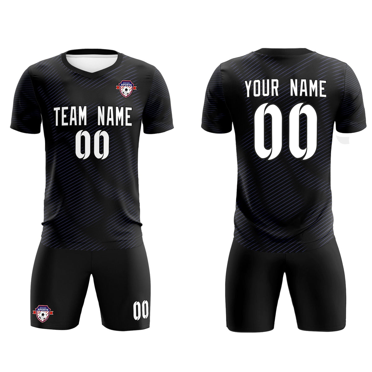 Custom Black Purple Training Uniform For Men Soccer Sets Jersey