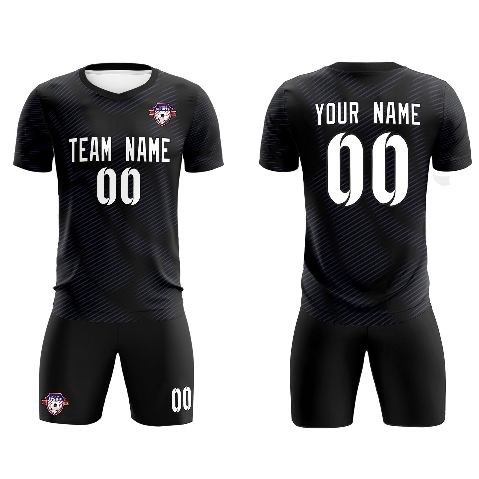 Custom Black Purple Training Uniform For Men Soccer Sets Jersey