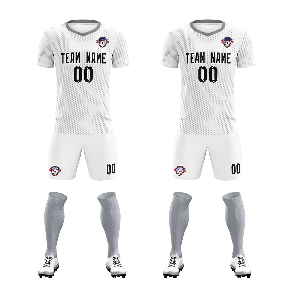 Custom White Gray Training Uniform For Men Soccer Sets Jersey