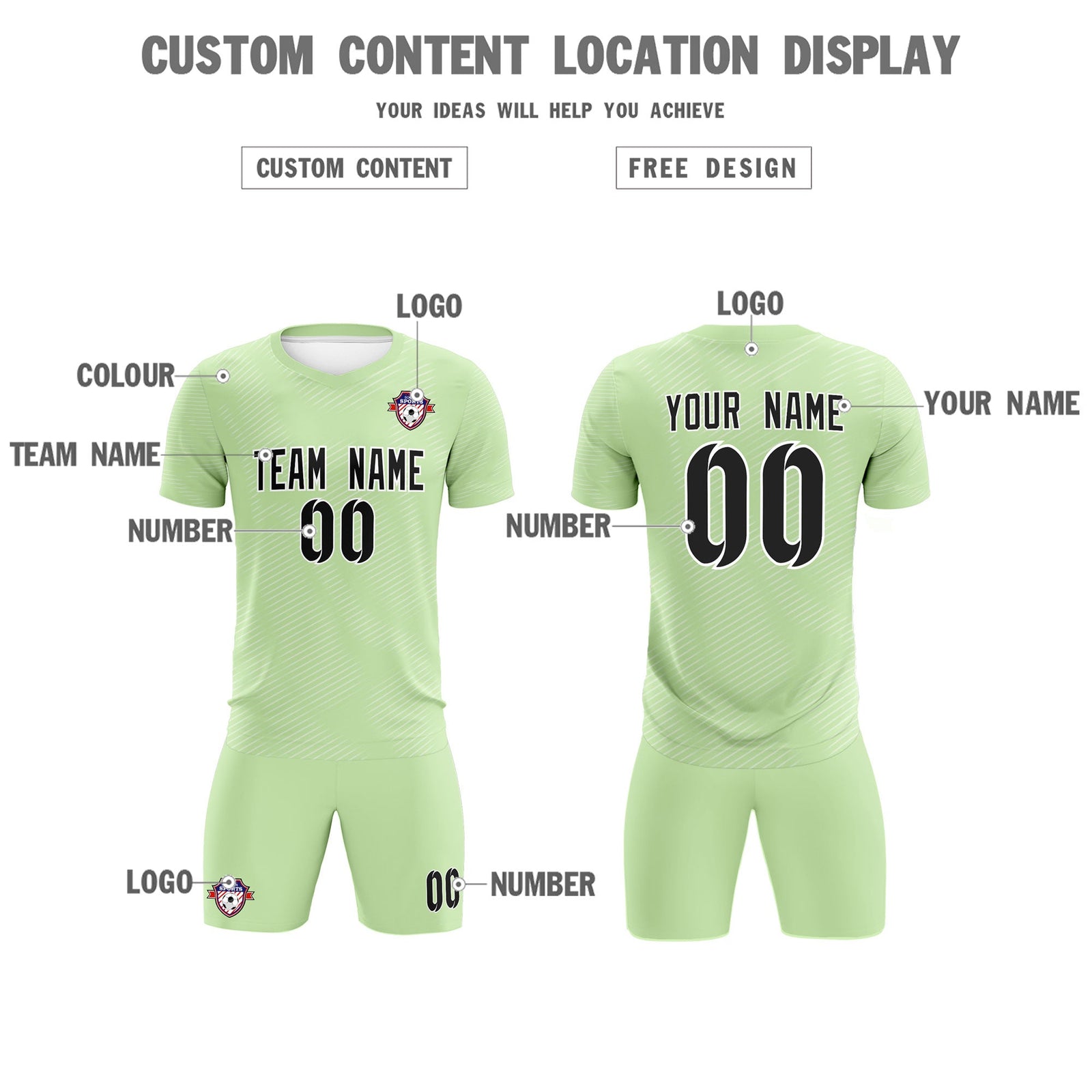 Custom Green White Training Uniform For Men Soccer Sets Jersey