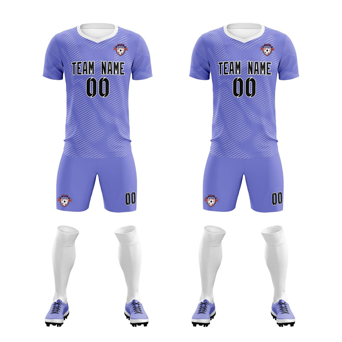 Custom Light Purple White Training Uniform For Men Soccer Sets Jersey