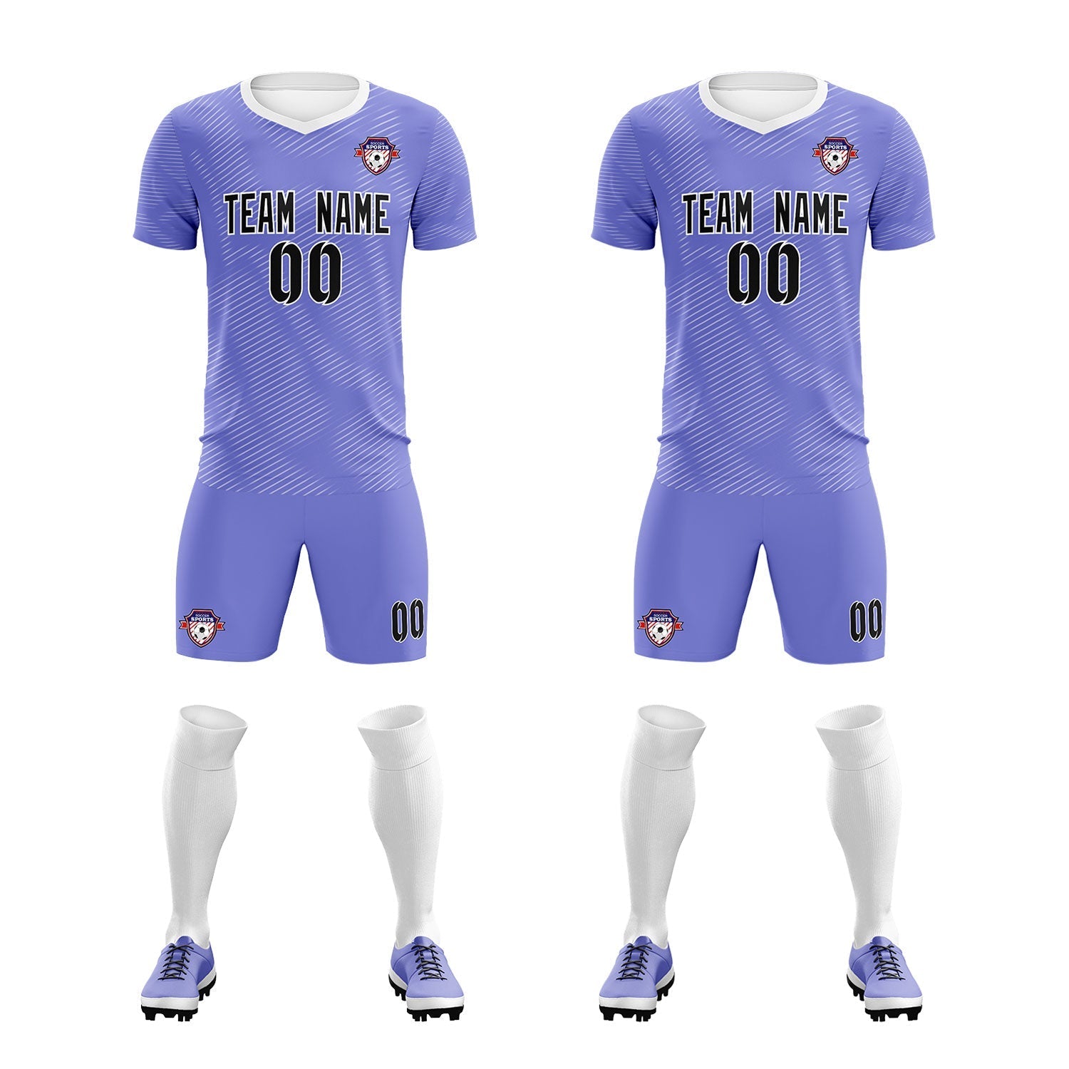 Custom Light Purple White Training Uniform For Men Soccer Sets Jersey