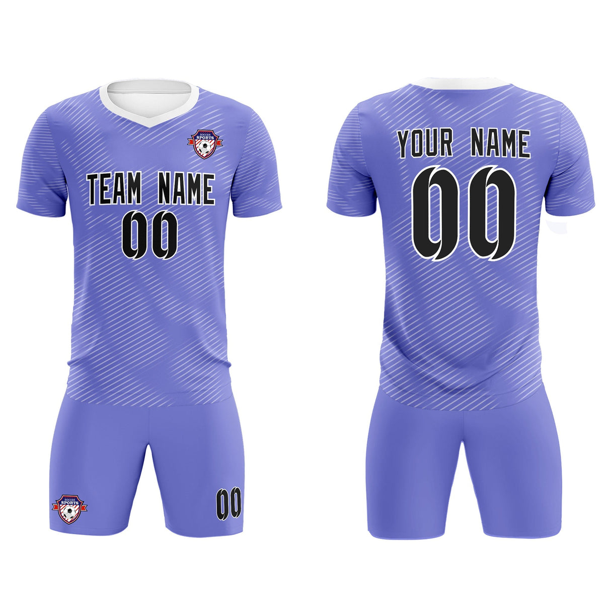 Custom Light Purple White Training Uniform For Men Soccer Sets Jersey