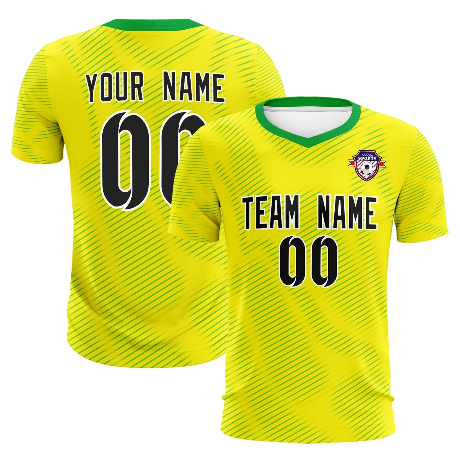 Custom Gold Kelly Green Training Uniform For Men Soccer Sets Jersey