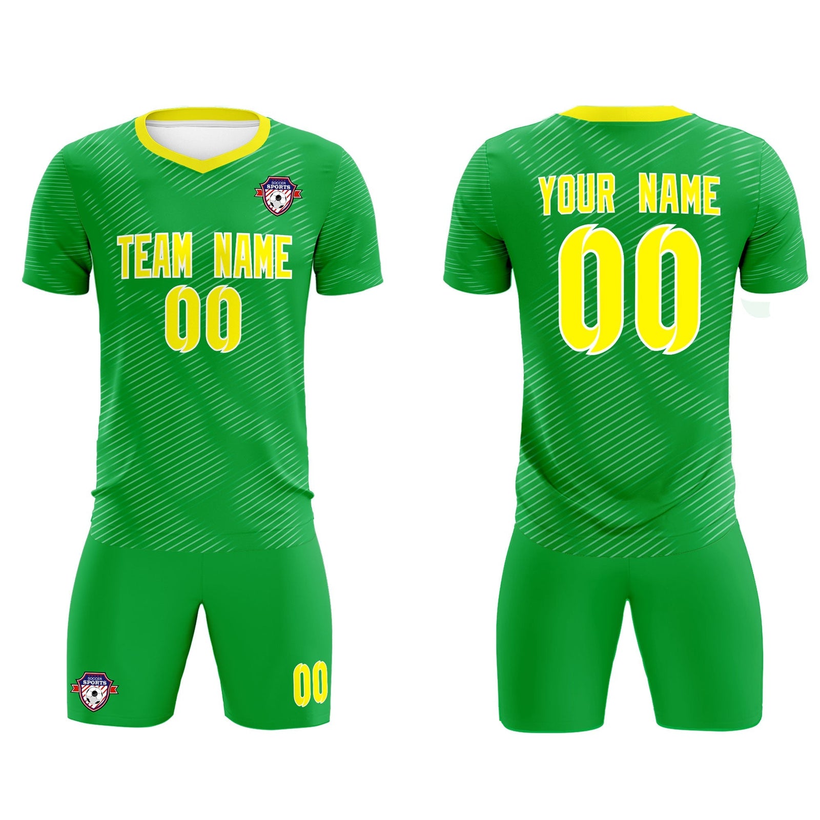 Custom Kelly Green Gold Training Uniform For Men Soccer Sets Jersey